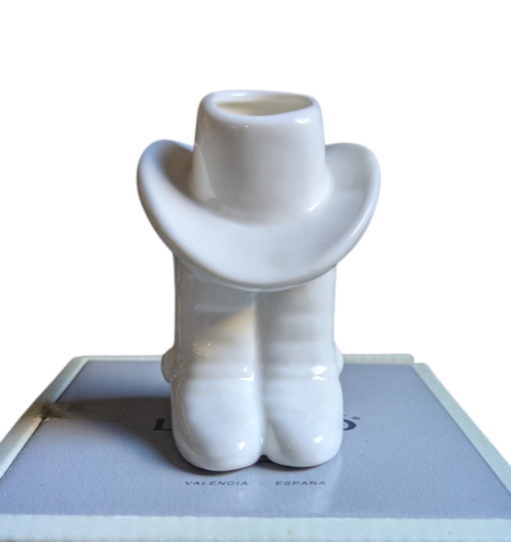 White Ceramic Cowboy Boot Match Holder Striker